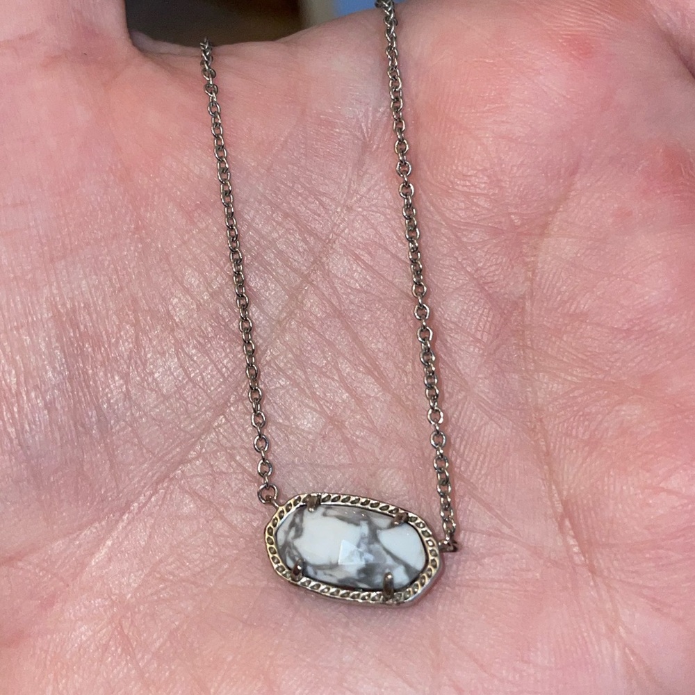 Kendra Scott Elisa Pendant Necklace - Sterling Silver White Howlett Stone